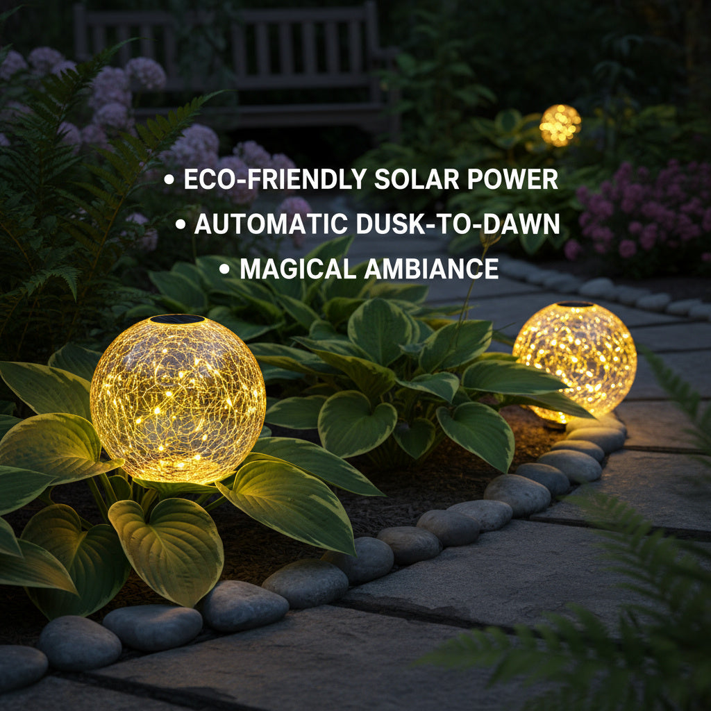 Solare Gartenlampe Glaskugel Magisch Dimmbar