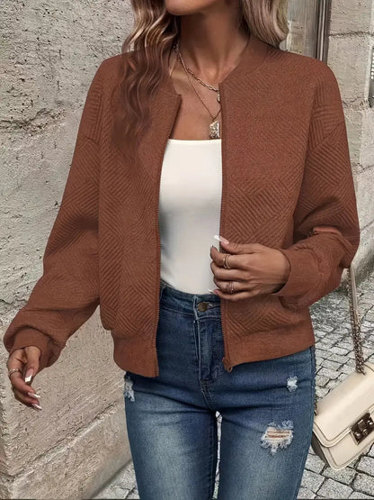 Damen Strickjacke Mit Reißverschluss und Struktur Modern