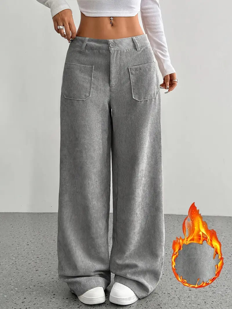 Damenhose Weite Bein Cordhose Frauen Trend