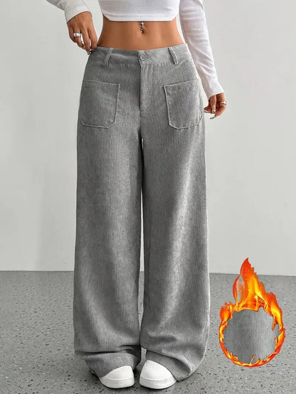 Damenhose Weite Bein Cordhose Frauen Trend