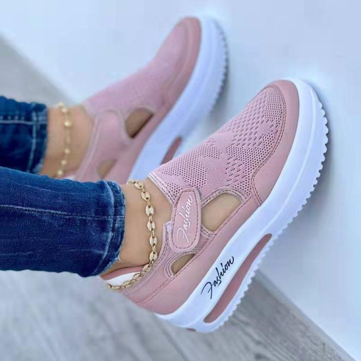 Bequeme Laufschuhe Atmungsaktiv Mesh Klettverschluss