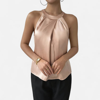 Elegantes Damen-Top aus Satin mit Halsbund