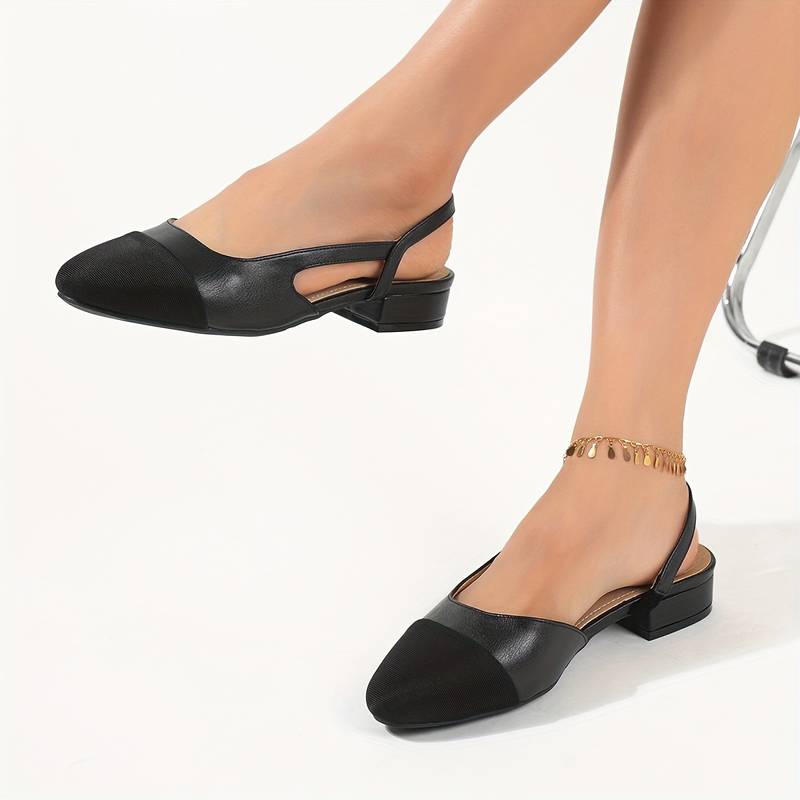 Elegante Slingback Ballerinas Schwarz Beige