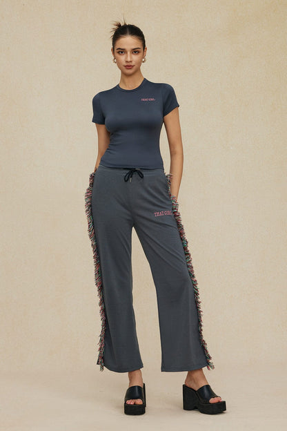 Jade Freizeit-Outfit mit Fransen-Design