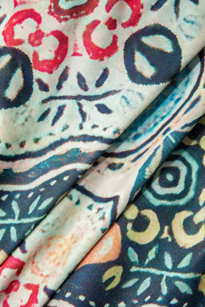 Boho-Zweiteiler-Set mit Fransen und Blumenprint