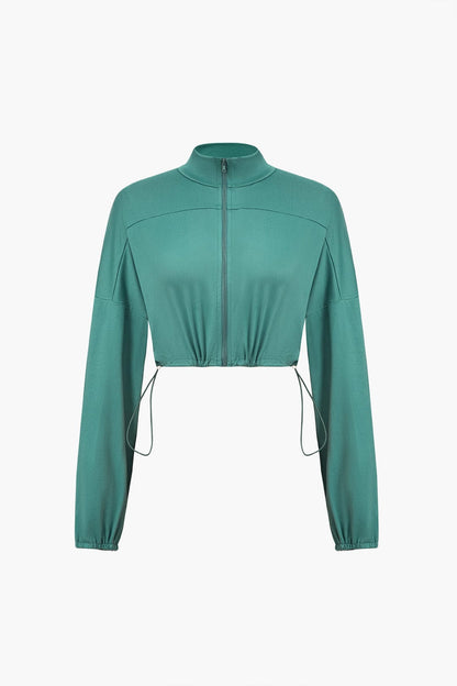 Sportliches Zweiteiler Set Cropped Jacke Leggings