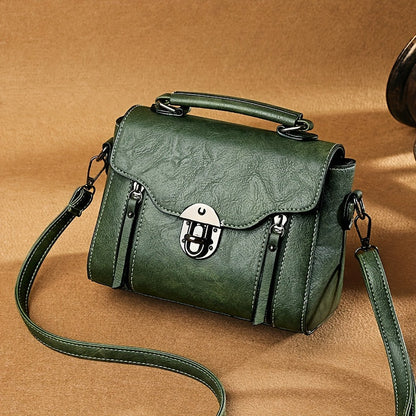 Damen Handtasche Vintage Klappe Leder