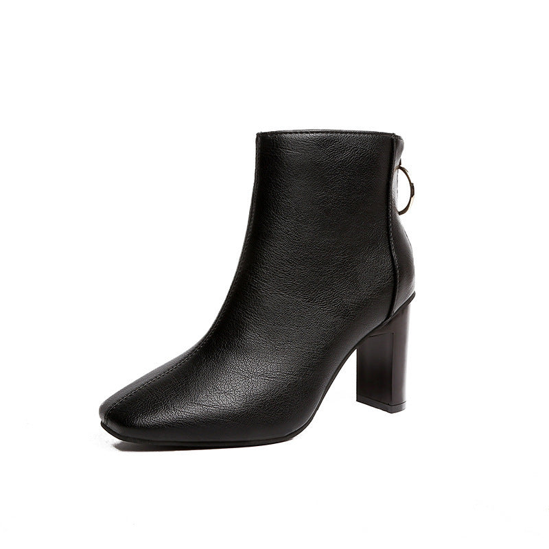 Damen Lederstiefeletten Elegant Schwarz Heidi Mode