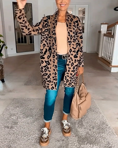 Leopard Cardigan Damen Langarm