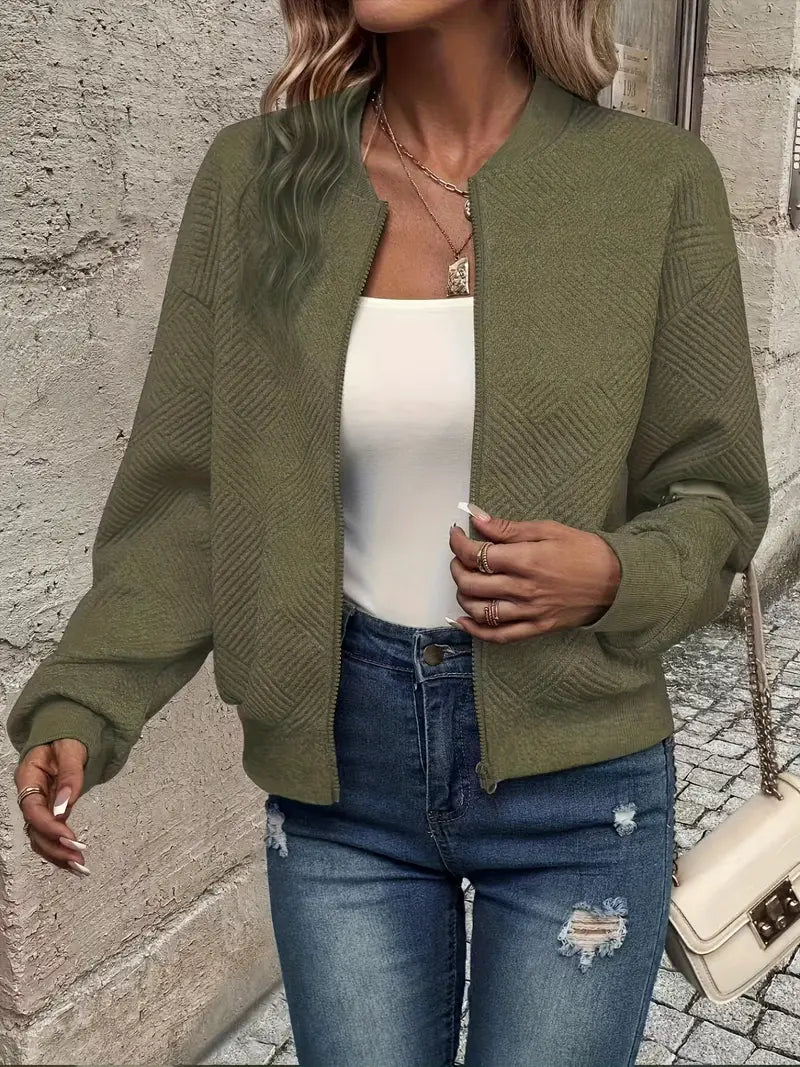 Damen Strickjacke Mit Reißverschluss und Struktur Modern