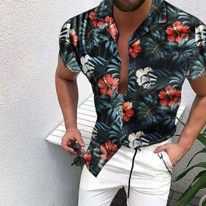 Hawaiihemd Herren Sommer Leinwand Hemd Tropisch - BerlinGlamour