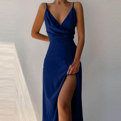 V-Ausschnitt Kleid Mit Druck Schlitz Modern