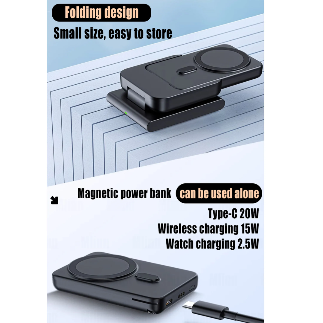 Magnetische Powerbank Station 3in1 Schnelllade Magsafe