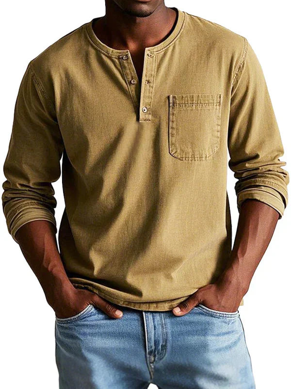 Herren Langarmshirt Lässig Bequem Baumwolle