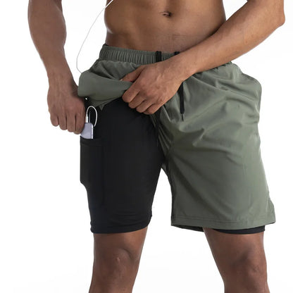 Herren Laufshorts 2-in-1 mit Taschen - BerlinGlamour