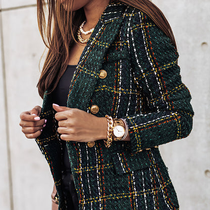 Damen Blazer Tailliert Karo Business