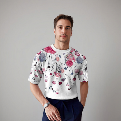 Herren Kurzarmshirt Floral Sommer