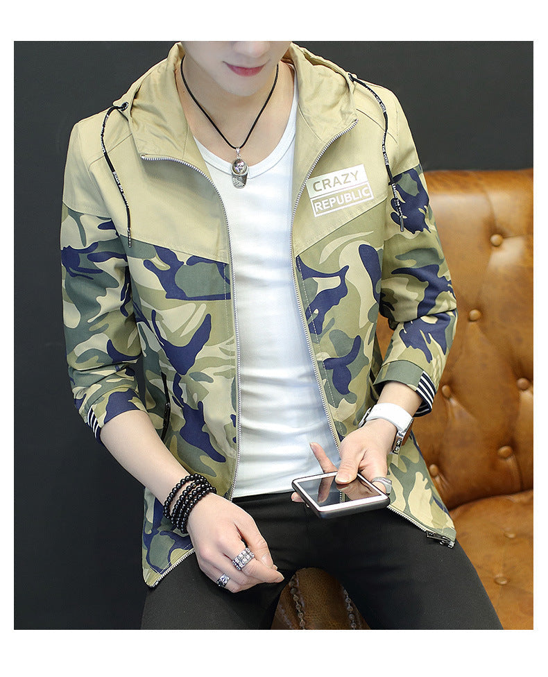 Herren Camouflage-Jacke Leicht Kapuze Elastisch