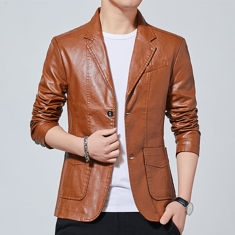 Herren Lederjacke Modern Schnitt Stylisch Schwarz