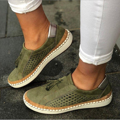 Damen Sneaker Bequem atmungsaktiv mit Quasten - BerlinGlamour