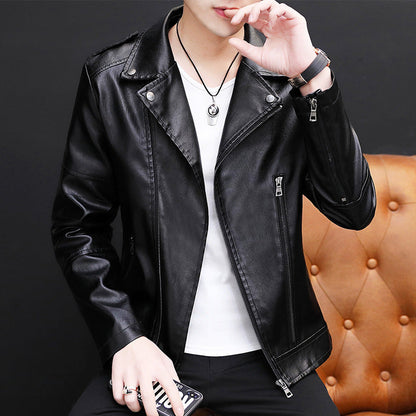 Herren Lederjacke Bikerstyle Schwarz Modern