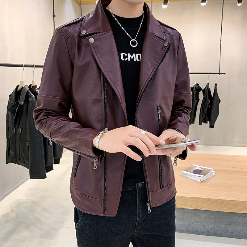 Herren Lederjacke Bikerstyle Schwarz Modern