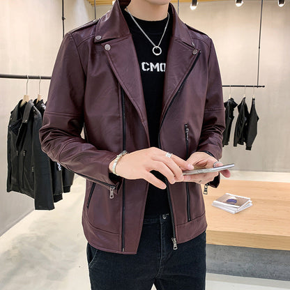 Herren Lederjacke Bikerstyle Schwarz Modern