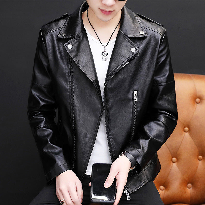Herren Lederjacke Bikerstyle Schwarz Modern