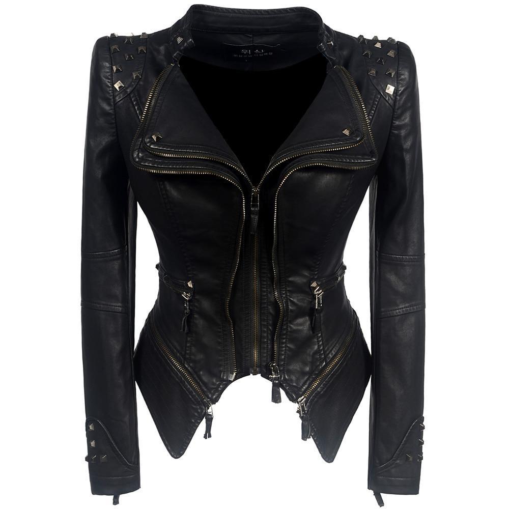 Lederbikerjacke Damen Slim Fit Modern - BerlinGlamour