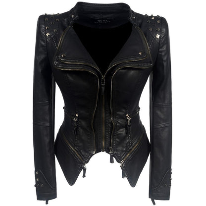 Lederbikerjacke Damen Slim Fit Modern - BerlinGlamour