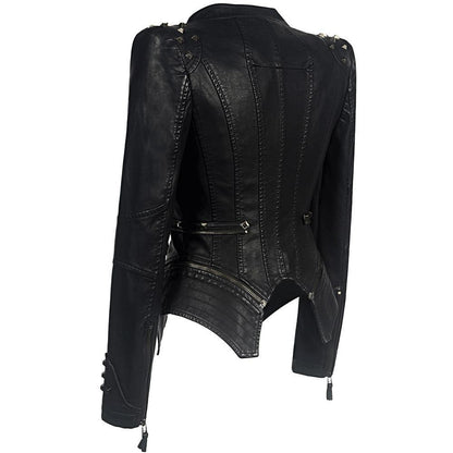 Lederbikerjacke Damen Slim Fit Modern