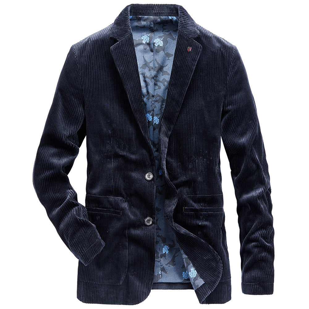 Herren Blazer Cord Freizeitjacke mit Blumenfutter Modern - BerlinGlamour