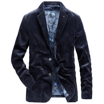 Herren Blazer Cord Freizeitjacke mit Blumenfutter Modern - BerlinGlamour
