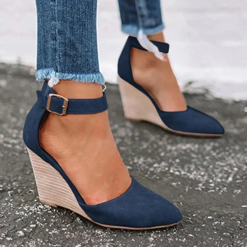 Damen Wedges Marineblau Hochzeitsschuhe