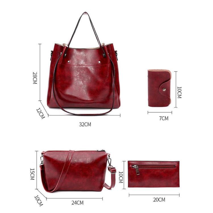 Damen Handtaschensatz 4-teilig mit Weinlese Muster
