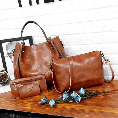 Damen Handtaschensatz 4-teilig mit Weinlese Muster - BerlinGlamour