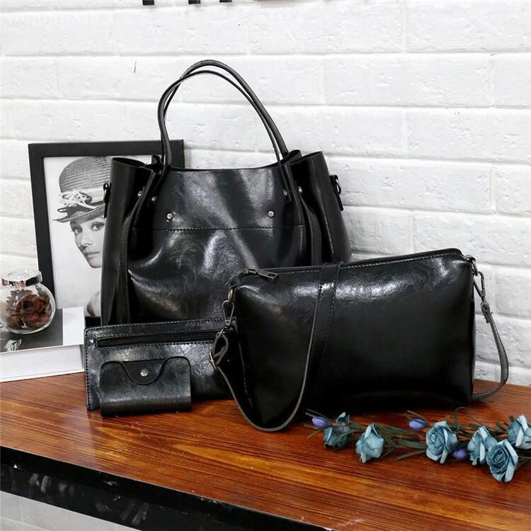 Damen Handtaschensatz 4-teilig mit Weinlese Muster