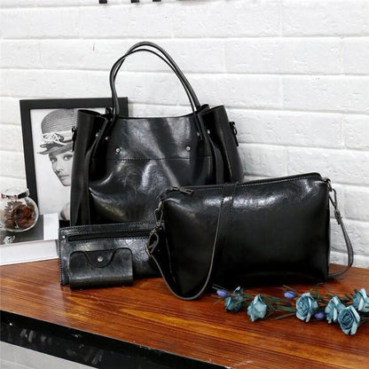 Damen Handtaschensatz 4-teilig mit Weinlese Muster