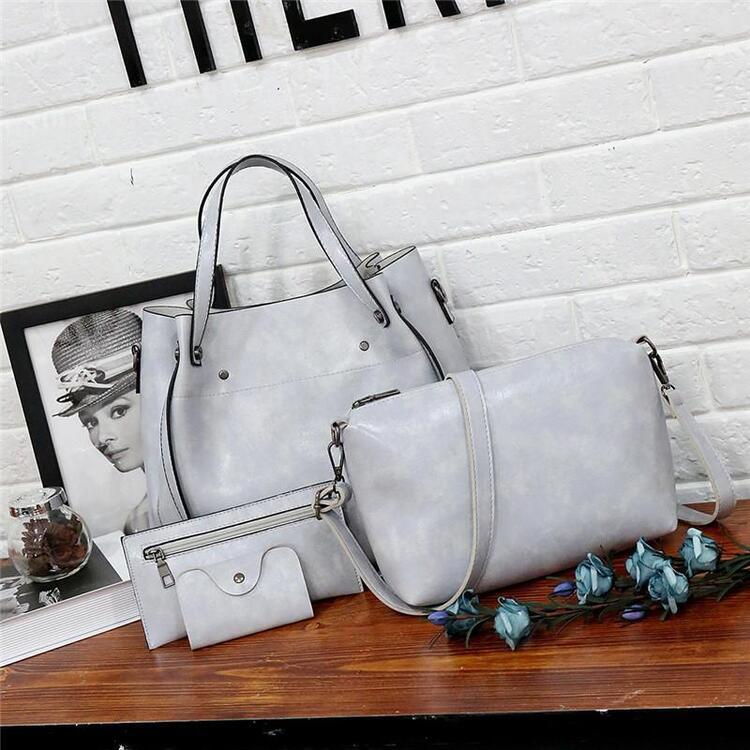 Damen Handtaschensatz 4-teilig mit Weinlese Muster