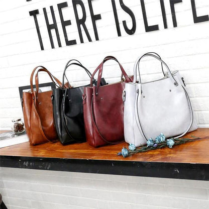 Damen Handtaschensatz 4-teilig mit Weinlese Muster