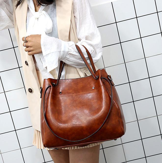 Damen Handtaschensatz 4-teilig mit Weinlese Muster
