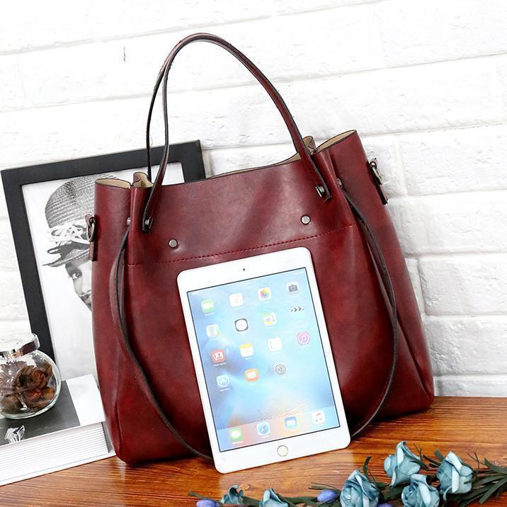 Damen Handtaschensatz 4-teilig mit Weinlese Muster