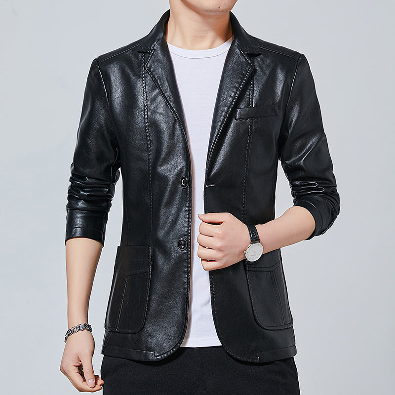 Herren Lederjacke Modern Schnitt Stylisch Schwarz