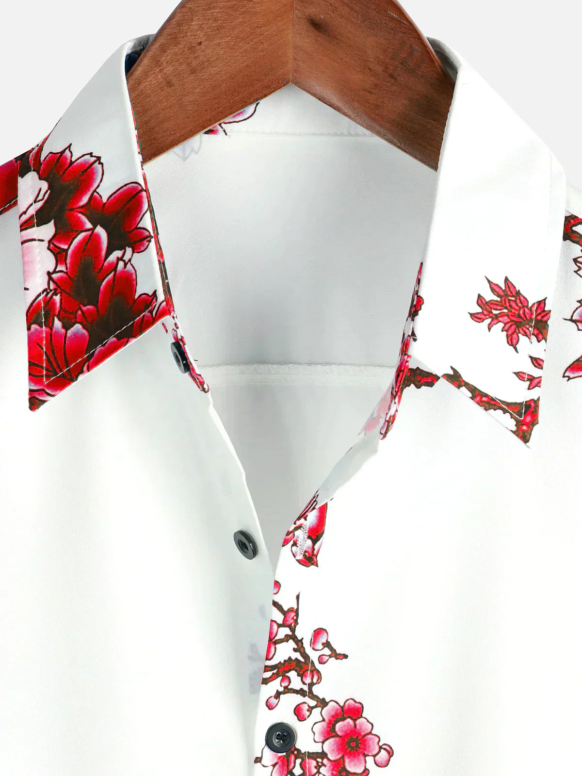 Sommerhemd Weiß Floral Kurzarm Hemd für Männer