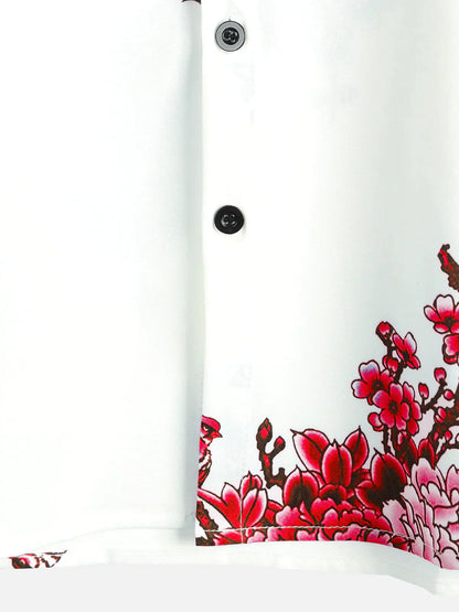 Sommerhemd Weiß Floral Kurzarm Hemd für Männer