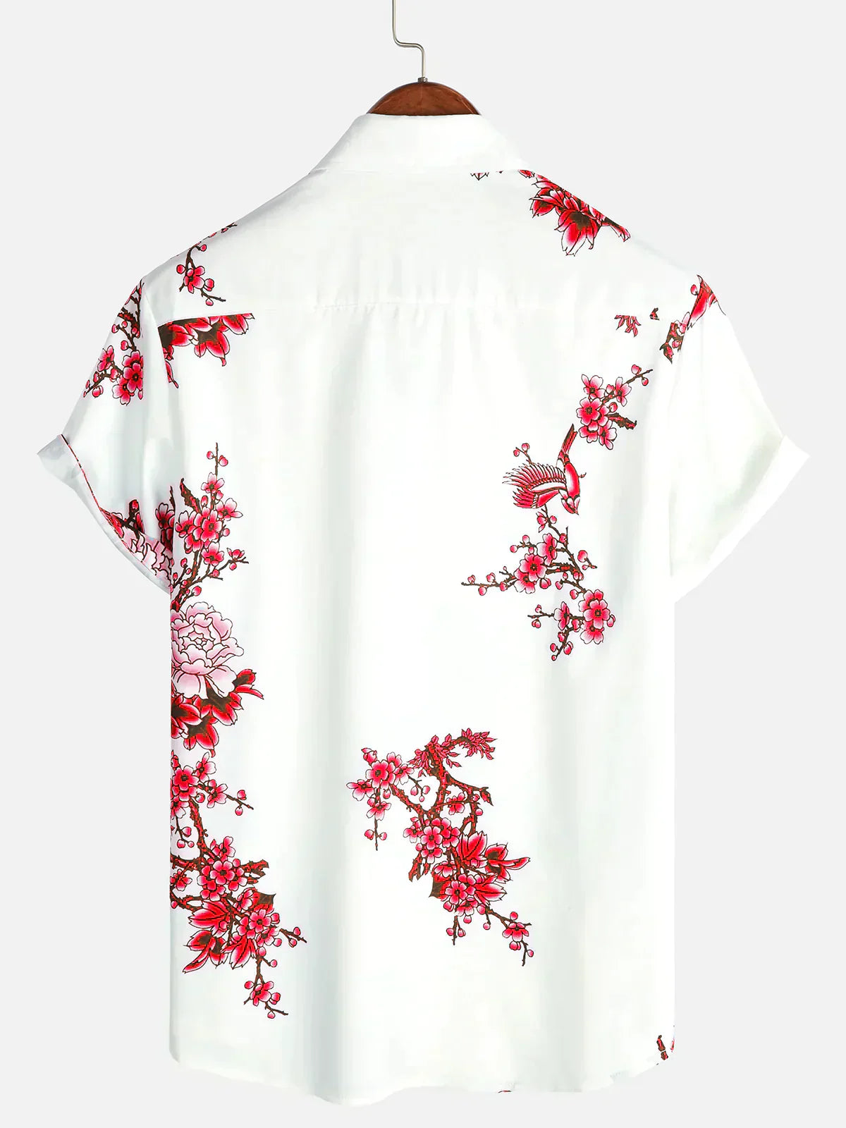 Sommerhemd Weiß Floral Kurzarm Hemd für Männer