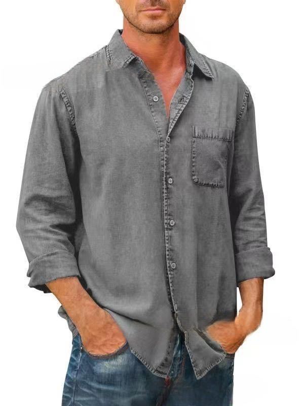 Herren Hemd Jeans Blau Modern