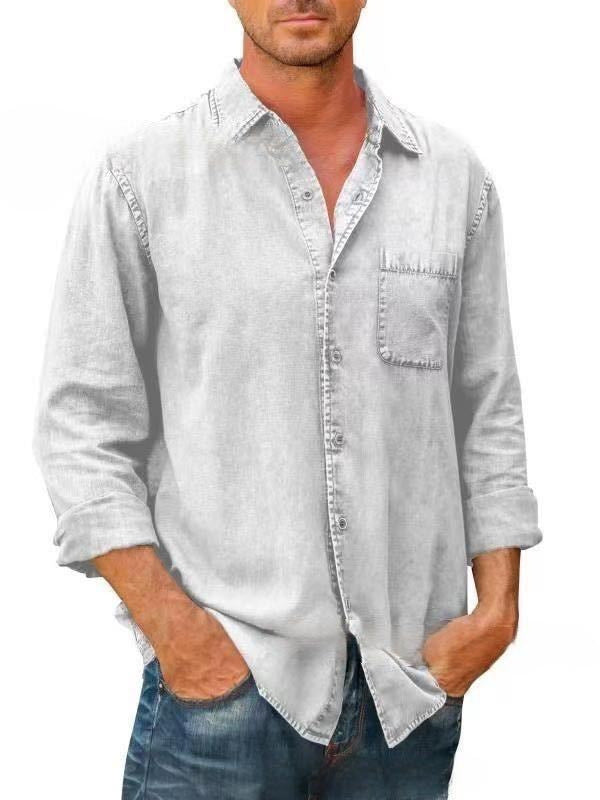 Herren Hemd Jeans Blau Modern