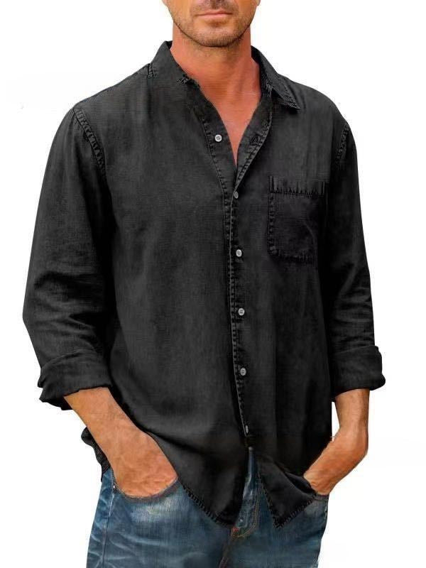 Herren Hemd Jeans Blau Modern