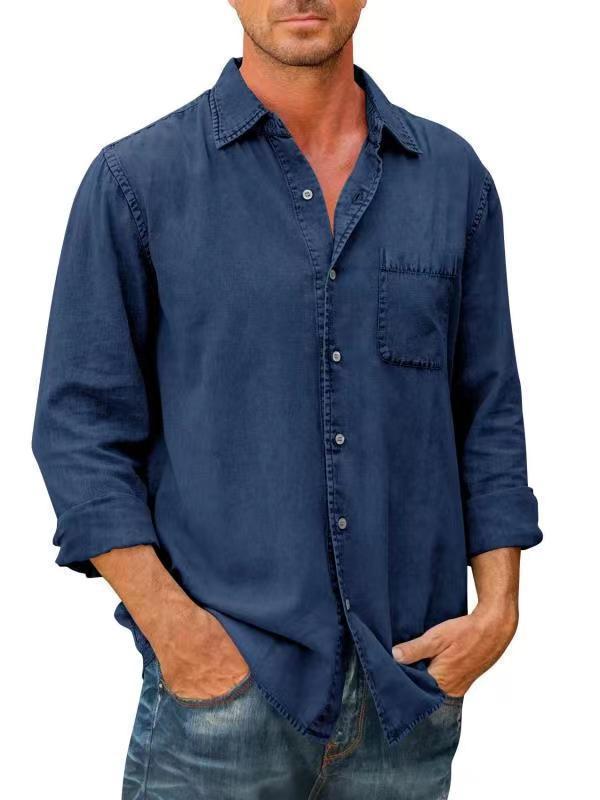 Herren Hemd Jeans Blau Modern